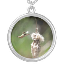 Hummingbird Building a Nest Custom Necklace