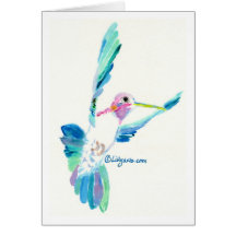 Hummingbird Flight Fine Art Painting Card