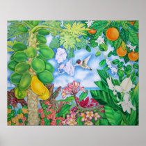 Hummingbird in Tropical Setting Posters
