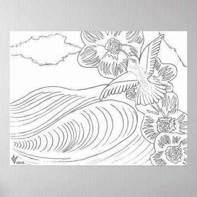 Hummingbird Island Colouring Book Poster by Calicoast