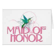 Hummingbird Maid of Honour Greeting Cards