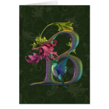 Hummingbird Monogram B Greeting Cards