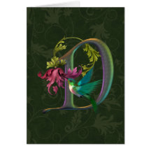 Hummingbird Monogram D Greeting Card