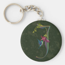 Hummingbird Monogram J Key Chain