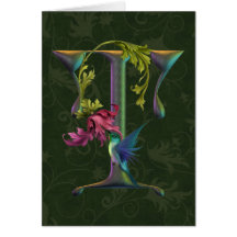 Hummingbird Monogram T Card