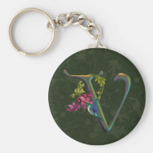 Hummingbird Monogram V Keychains