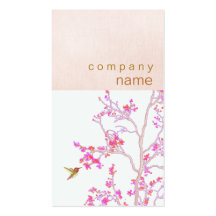 Hummingbird Pretty Pink Buds Branch Business Card
