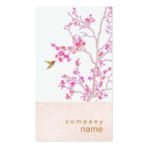 Hummingbird Pretty Pink Buds Branch Business Card