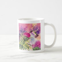Hummingbird Purple Thistle Art Print Coffee Mug