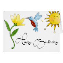 Hummingbird with Flower Happy Birthday Card 2