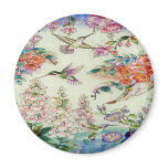 Hummingbirds and flowers stained glass WOW Refrigerator Magnet