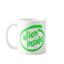 Humorous alien coffee mug