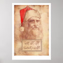 Humorous Leonardo da Vinci as Santa posters