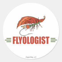 Humourous Fly Tying, Fly Fishing Round Sticker