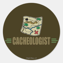 Humourous Geocaching Round Sticker