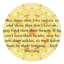 Humourous Irish Blessing from IRELAND Round Stickers