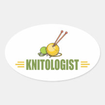 Humourous Knitting Oval Stickers