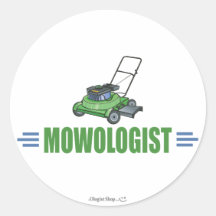 Humourous Lawn Mowing Round Sticker