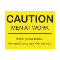 Humourous Men at Work postcard