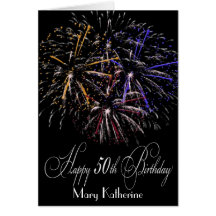 Humourous Personalised Fireworks 50th Happy Birthd Greeting Cards