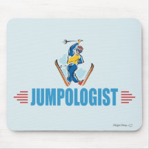 Humourous Snow Ski Jumping Mouse Mats