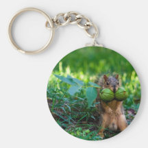 Humourous Squirrel with Two Nuts in Mouth Keychain