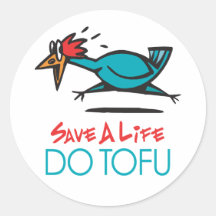 Humourous Tofu Design Round Sticker