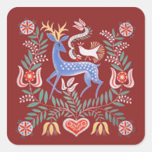 Hungarian Folk Art Square Sticker