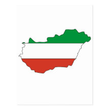 Hungary flag map postcard