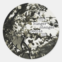 hunger changes people round sticker