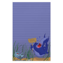 Hungry Blue Shark and Fish Stationery (Ruled)
