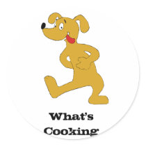 Hungry Cartoon Dog Round Sticker