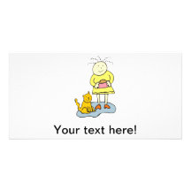 Hungry cat cartoon photo card template