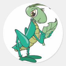 Hungry Grasshopper Round Stickers