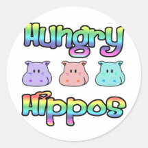 hungry  hippos round sticker