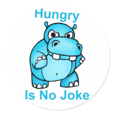 Hungry Is No Joke. Hippo Round Sticker