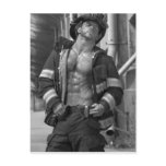 Hunky Firefighter Postcard - HOT