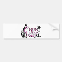 HUNT LIKE A GIRL COON HUNTING BUMPER STICKERS