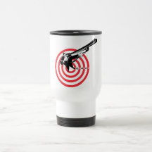 Hunter aiming rifle shotgun bulls eye high angle mugs