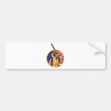 hunter aiming shotgun american flag bumper stickers