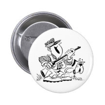 Hunter and Dog Cartoon Pin