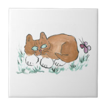 Hunter Eyes Are Following a Butterfly Tiles