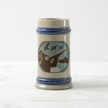 hunter shooting shotgun rifle at duck bird coffee mug