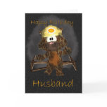 Husband Birthday Card - Coal Miner Cat
