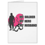 Husband Soldier Pink Heart Greeting Cards