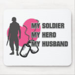 Husband Soldier Pink Heart Mouse Pad