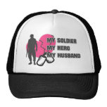 Husband Soldier Pink Heart Trucker Hats