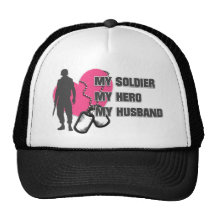 Husband Soldier Pink Heart Trucker Hats