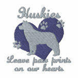 Huskies Leave Paw Prints Blue embroidered shirts