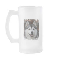 Husky Dog Frosted Beer Mug